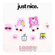 🇲🇾 Just Nice CharmPop 🩷 Loopy Pink cute cartoon Shoe Pin Button Charm for croc bag & skecher shoes  