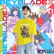 2025 Ready Stock Beyblade X Baju Kids T-shirt Cotton 100% Graphic Printed Boys and Girls Tee#B04