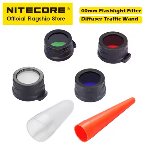 NITECORE 40mm Flashlight Filter Red Blue Green,Diffuser Traffic Wand Adapter NFR40 NFB40 NFG40 NFD40