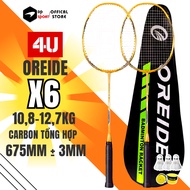 Oreide X6_4U Single Badminton Racket Ultra-Light, Highly Durable Carbon Fiber Frame + Free Racket, B