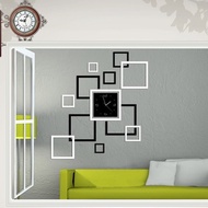 ZZOOI Modern Design Wall Clock Wall Stickers Creative DIY Square Frame Acrylic Mirror Clock Living Room Study Background Decoration