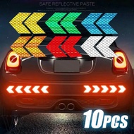 10pcs Car Reflective Arrow Sign Sticker - Night Driving Safety Reflective Tape - Colorful Scooter Helmet Reflector Warning Decals - Car Exterior Styling Sticker