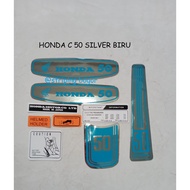 Motorcycle Sticker Striping HONDA C 50 Silver Trim biru