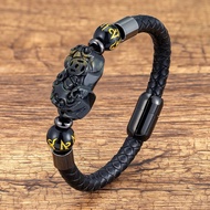 ❃Guard Pixiu Feng Shui Bracelet For Men Women Healthy And Wealth Stainless Steel Clasp Natural T ☺☝