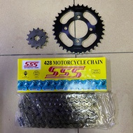 CHAIN 428 SPOCKET SET SSS HONDA EX5 ,DREAM ,WAVE 100 OLD ,SYM