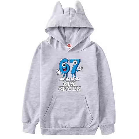 67 Six Seven 6-7 Steal A Brainrot Clothes Kids Cat Ears Hoodie Boys Hooded Sweatshirts Girls Long Sl