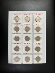 （貳圓一套）香港硬幣1975-92年二元英女王伊利沙伯二世一套共十五枚 Government of Hong Kong 1975-92 $2 Queen Elizabeth ll  15 pieces sets
