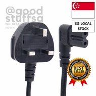 [SG FREE 🚚] IEC 320 UK AC Power Cord 3 Prong to Angled 90 Degree IEC C7 for LED TV PS4 PS3 Sonos Pow