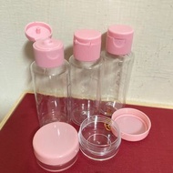 粉紅旅行收納分裝瓶 五件組 50ml掀蓋瓶、11ml小圓罐 #新春跳蚤市場