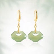 New Style Safe Buckle Earrings Fu Granny Earrings Middle-Aged People High-End Light Luxury Earrings 