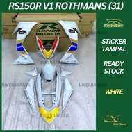 RAPIDO Cover Set Honda Rs150r V1 V2 V3 Rothmans (31) White Body Coverset (Sticker Tanam)