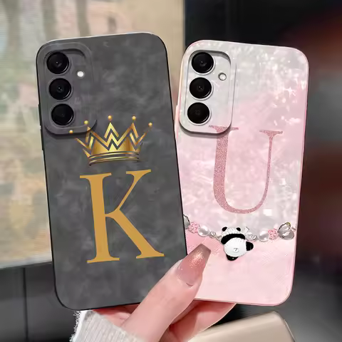 Case For Samsung Galaxy A25 A26 A36 A56 5G Cute Cartoon Panda 26 Letters Silicone Cover For SamsungA