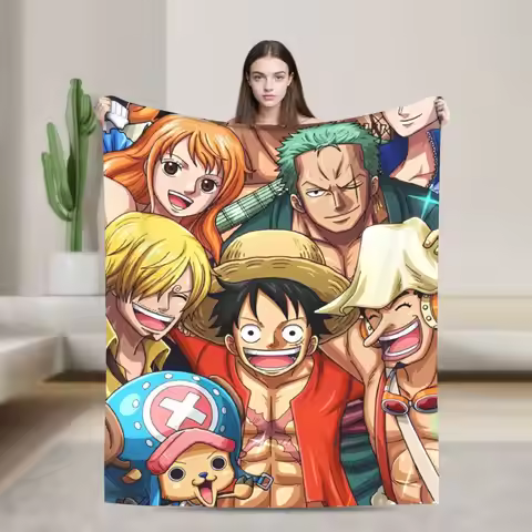 Anime O-One-Piece Blanket One Piece Fleece Funny Warm Throw Blanket for Bedding Lounge Autumn/Winter