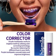 Hismile V34 Teeth Color การฟอกสีฟันสีม่วง, กำจัดคราบหินปูนทำความสะอาดยาสีฟันกำจัดคราบสีเหลืองตาตาร์ ฟอกสีฟัน 30ml