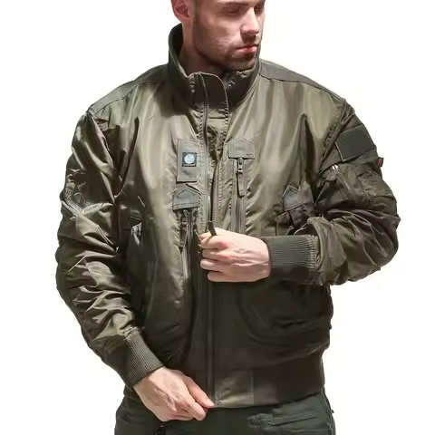 Men's Military Er Jacket Casual Baseball Jacket Stand Collar Tactical Jacket Windproof Lightweight O
