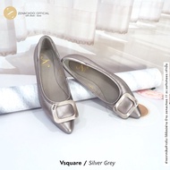 ทรงปกติ เปลี่ยนไซส์ได้-ไม่รับคืน Zenachoo รุ่น Vsquare สูง 1นิ้ว รองเท้าหนังแกะแท้ หนังนิ่ม พื้นนุ่ม