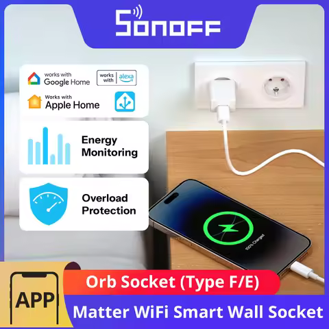 SONOFF Orb Socket Type F/Type E Matter Over WiFi EU Smart Wall Plug Energy Monitor Electricity Bill 