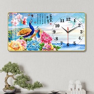 Decorative Wall Clock Rectangular Crystal Porcelain Wall Clock Silent Clock Perforated Wall Clock