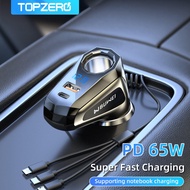 TOPZERO65W Car Charger 12v 24v Fast Charger 6 in 1 PD QC 4.0 Quick Multi-functional Splitter Car Charger For Mobile Phone Laptop Tablet USB Type C Fast Charge