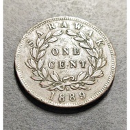 Sarawak Old Copper Coin - rajah Charles Brooke 1 Cent Year 1889