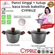Cypruz Tall pan + glass lid 20 & 24cm non-stick marble induction oven dutch/ food grade thick electr