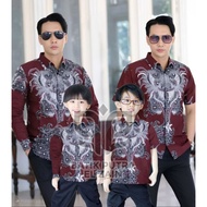 KEMEJA NEWEST BATIK ARON LONG AND SHORT SLEEVES FOR ADULT MEN, BOYS, MAROON COLOR Baju Batik Lelaki 