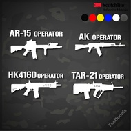 Set Of 1 Gun Stickers AR15/M4/AK74/AK47/HK416D/Tar-21/Tavor Car Die-Cut Work 3m Reflective + Non-Ref
