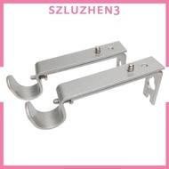 [Szluzhen3] 2 Pieces Adjustable Metal Curtain Pole Rod Wall Bracket Hook Holder