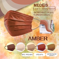 Amber | 3 ply Medeis Medical Mask | BFE 99% | CE/FDA/TYPE IIR EN14683 ASTM [Incredible Collection]