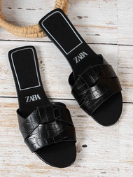 Genuine ZARAˉ Cross-border Plus Size 2024 Summer New Womens Slippers Foreign Trade Cross Flat Cool S