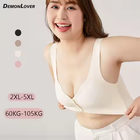 Plus Size Wireless Bra Front Closure Jacquard Tank Top Bra U Back Seamless Maternity Sleep Bra Full 