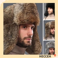 HECCEH Faux Rabbit Fur Hat, Winter Warm Soft Fur Bomber Hat, Windproof Ear Protection Thickened Wint