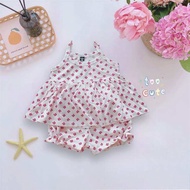 Bộ babydoll 2 dây bé gái chất cotton xuất dư
