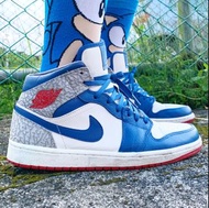 NIKE AIR JORDAN 1 RETRO HIGH MID AJ1 TRUE BLUE 爆裂紋 白藍紅配色 翅膀 喬丹 US9 27號 554724-107 TP0-21 SNK-M #oxstreet