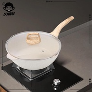 [ 24cm Deep Frying Pan Non Stick with Lid Cookware for Gas, Glass, and Electric Flat Bottom Versatile Chinese Wok