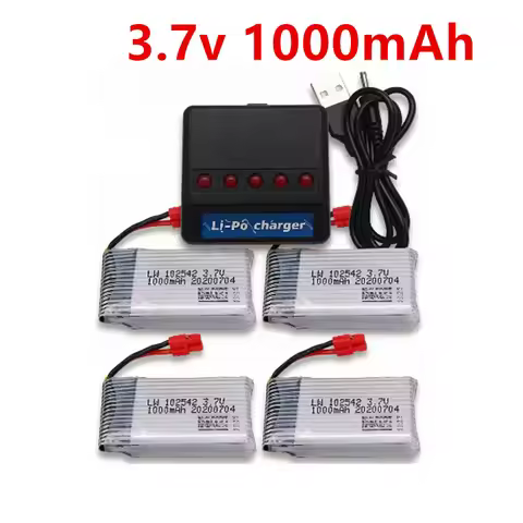 3.7V 1000mah Battery for Syma X5HC X5HW X5UW X5UC Rc Drone Spare Parts XH4.0 plug + Charger 3.7V lip