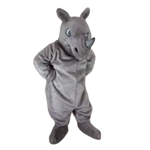 grey rhino Rhinoceros Mascot Costume Jungle Animal Theme Adult Size Carnival Party Mascotte Outfit S