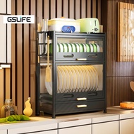 GSlife Dish Cabinet Dish Drainer Drying Rack Kitchen Organizer Storage Dustproof With Drawer