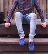 MIT【真皮豆豆鞋-男款寶藍】平底鞋 懶人鞋 駕車鞋 樂福鞋 軟底鞋