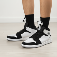 3D Panda Mid-Calf Socks - Cute Panda Design, Unisex Couple Socks, Black & White