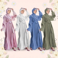 JUBAH LACE ABAYA JUBAH PLAIN JUBAH Abaya Muslim Dress Plain Women Fashion Jubah Long Sleeve Elegant Belted Dresses Muslimah Moden Pleated Ironless Jubah Long Dress