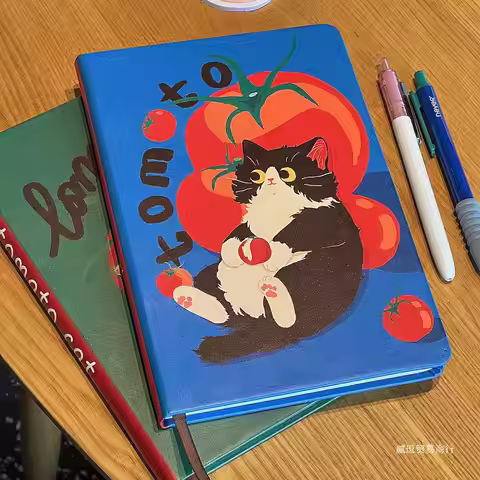 Cute Tomato Cat Notebook Simple Diary A5 Notes Small Diary Notes