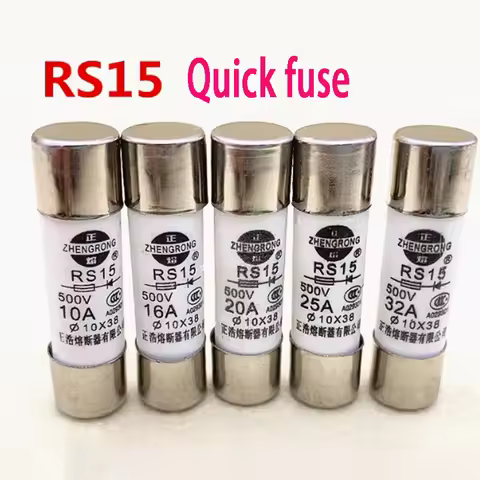 20 pieces RS15 quick fuses 10*38 10X38 ceramic 500V fuse tube aR 32A 25A 20A 16A 10A 6A 5A 4A 2A 1A 