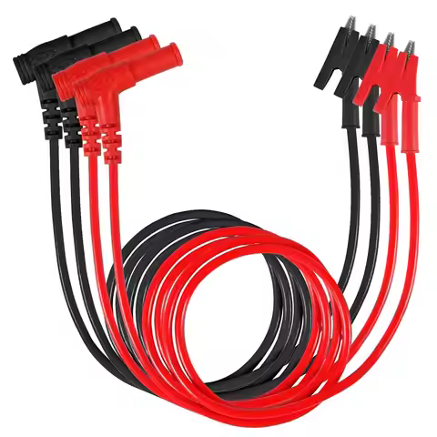 4PCS Multimeter Test Leads Right Angle Banana Plug to Alligator Clip Heavy Duty Silicone Wire for El