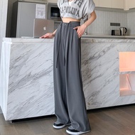 Quần Ống Rộng Siêu Dài 100cm Vải Chéo Hàn Mềm Mịn Suông Tôn Dáng Hack Chân Eo Thon Phối Đồ Xinh Với