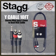 Stagg SYC3/MPSB2CME Y Cable Stereo Mini Jack 3.5mm to Dual RCA Cable - 10ft / 3 Meter