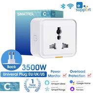 SMATRUL EWeLink Smart Plug Wifi Universal Socket 16A WiFi Travel Adapter Conversion Outlet Power Monitor Timer APP Voice Works With Alexa Google Home