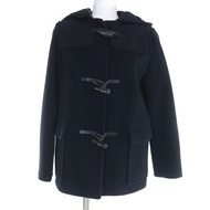 【5積分】成色極佳☆ BURBERRY LONDON黑色羊毛水牛角扣連帽粗呢大衣，40碼，正品女款