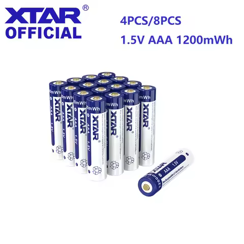 XTAR 1.5V AAA Battery 1200 mWh Rechargeable Li-ion Battery Max Discharge Current 1.5A Button Top Bat