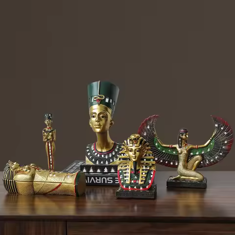Egyptian Sphinx Resin Statue - Pharaoh Lion Body Human Face Sculpture, Hand-Painted Pyramid Guardian